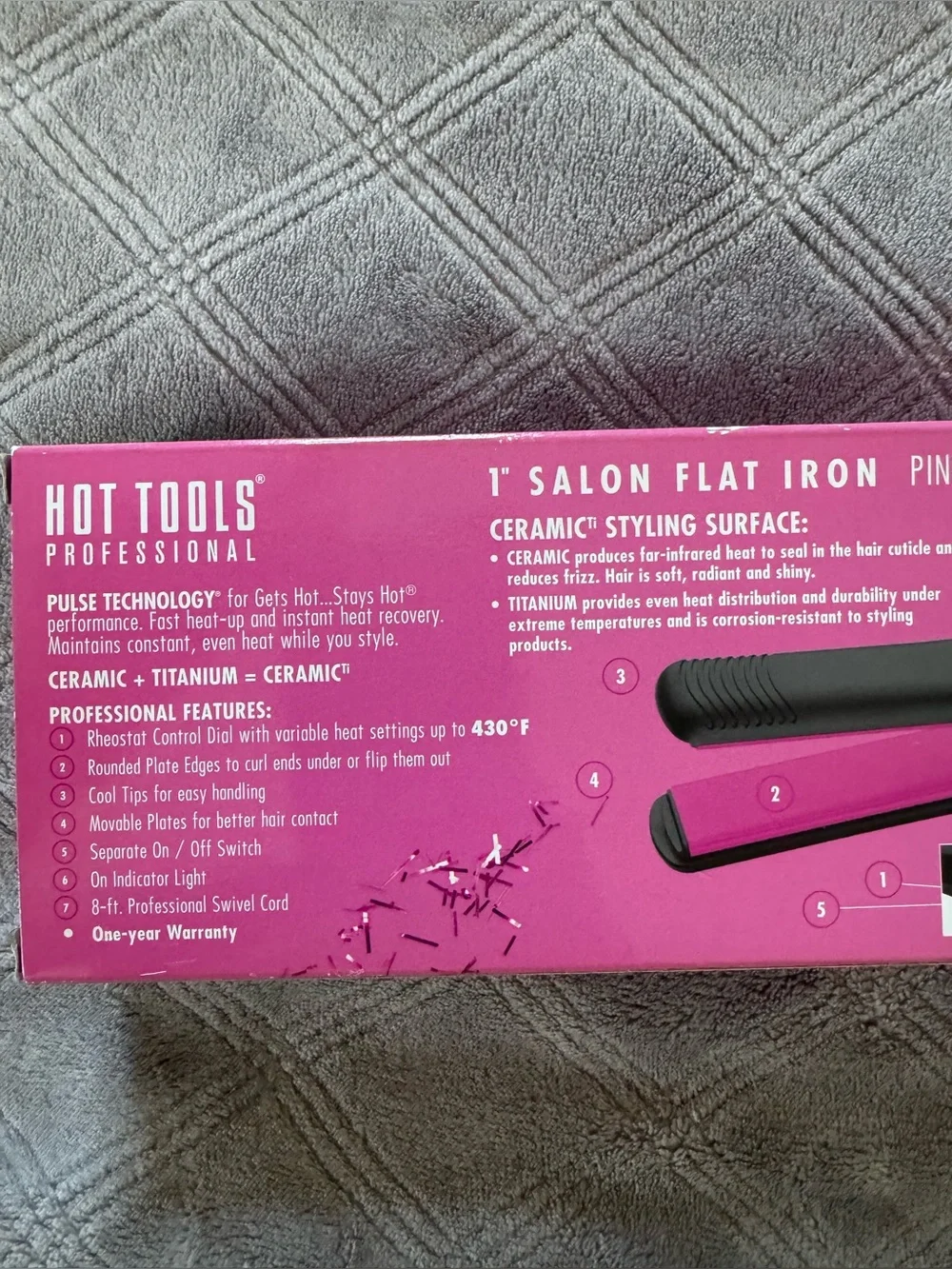 Hot Tools Ceramic 1” Flat Iron Professional Limited Edition hot pink plates